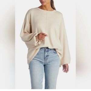 By Together Women's Cream Oversized Sweatshirt